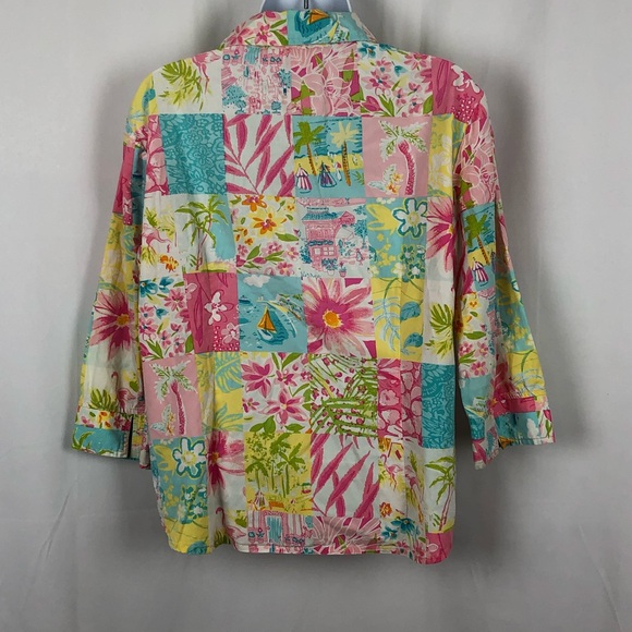 Palm Lily cotton tropical print blouse 10 - Picture 3 of 7